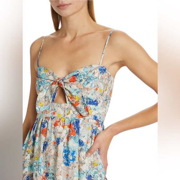 Zimmermann - Clover Tie Front Midi Dress Topaz Peony Floral US 8 / AU 2 / Medium - Picture 15 of 16